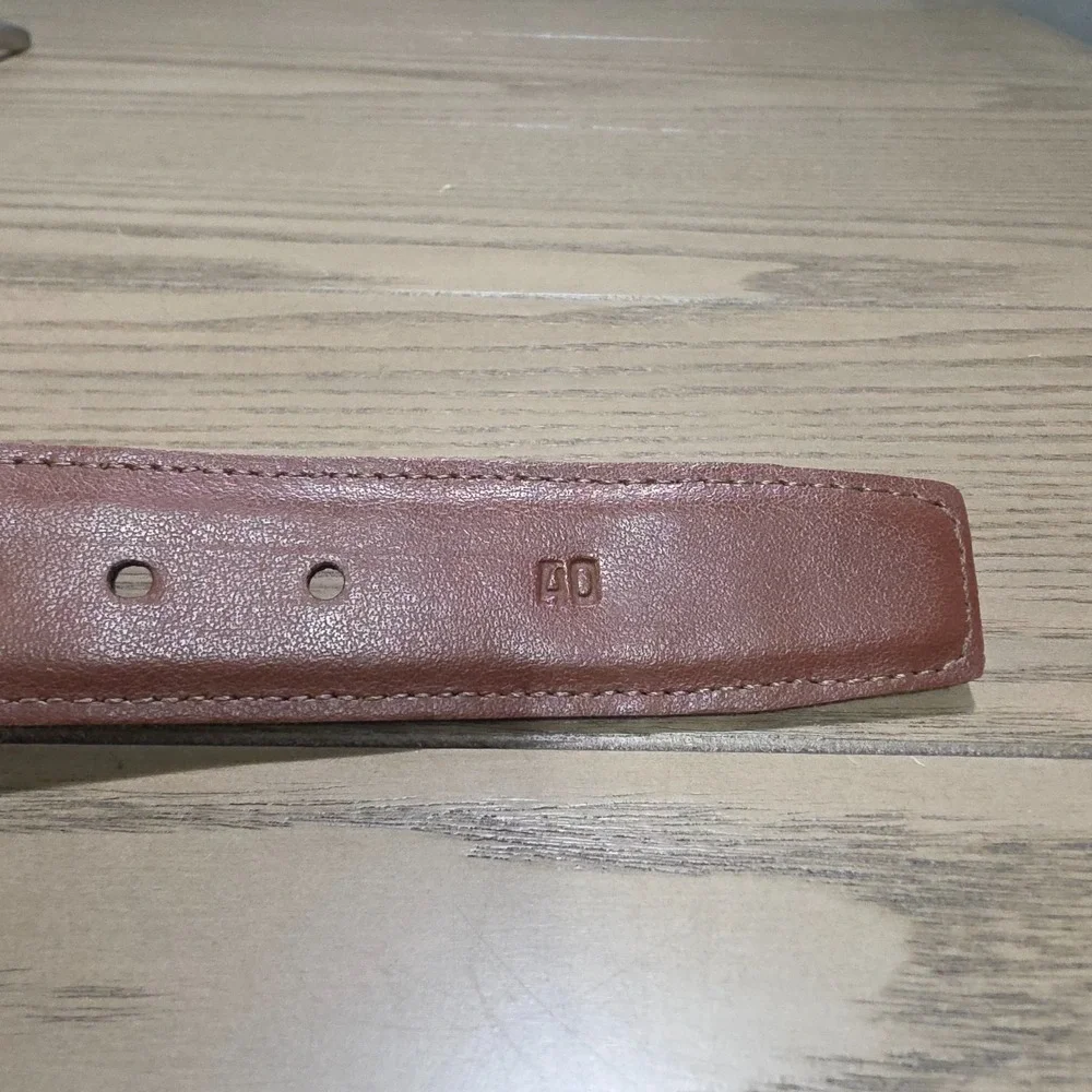 Lot of 2 Torino Men's Size 40 Cream & Beige Leather Breaded Belts Dressy Classic